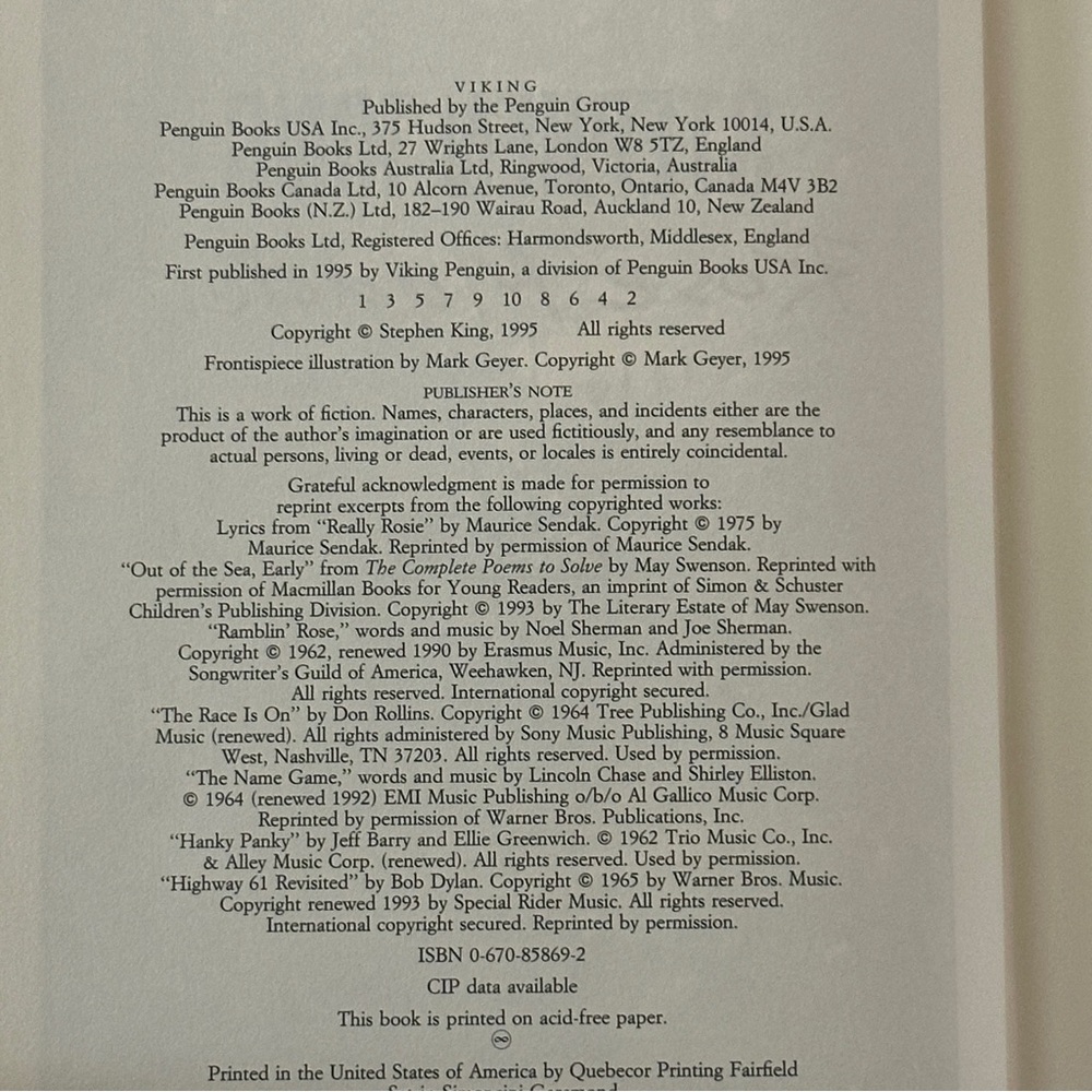 Rose Madder by Stephen King (1st Edition) | Fiction, Horror | Hardcover Book - Picture 10 of 10